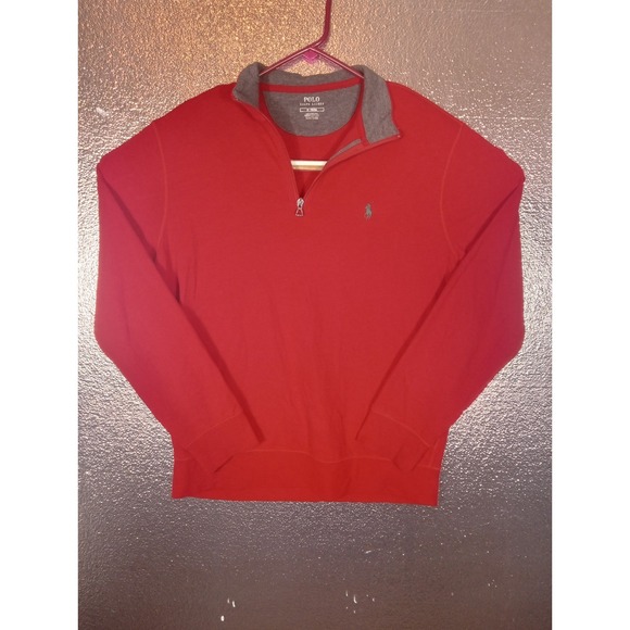 Polo Ralph Lauren Other - Polo Ralph Lauren Sweater Mens Medium Red 1/4 Zip Mock Neck Cotton Pony Logo